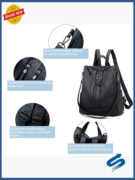 Leather Waterproof Anti-theft Convertible Backpack Purse